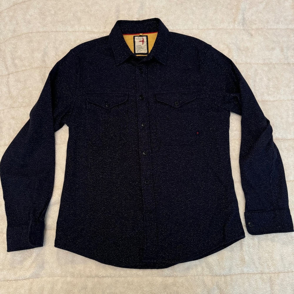 Relwen Soft Brushed Utility Workshirt - Navy Crowsfoot
